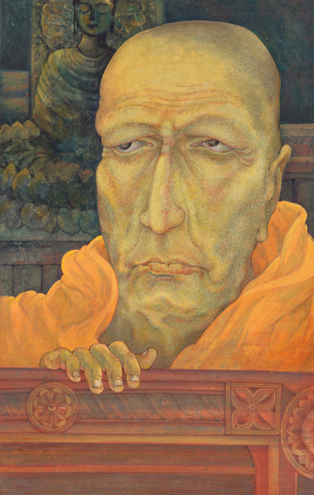Chakladar, Amalnath (Artist). Untitled (Buddhist Monk), 1966-1987 | Painting