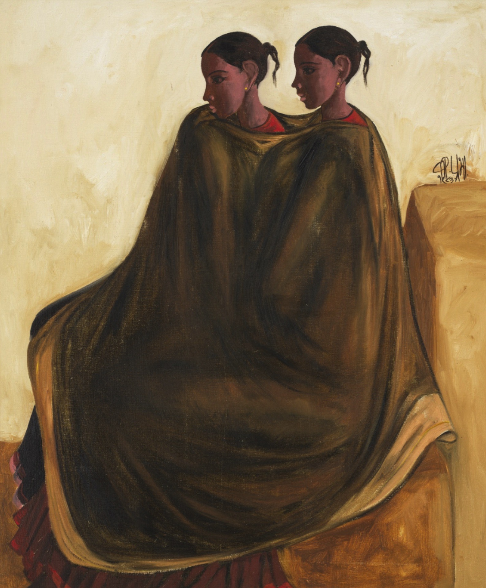 Prabha, B. (Artist). Two Girls, 1983 | Painting