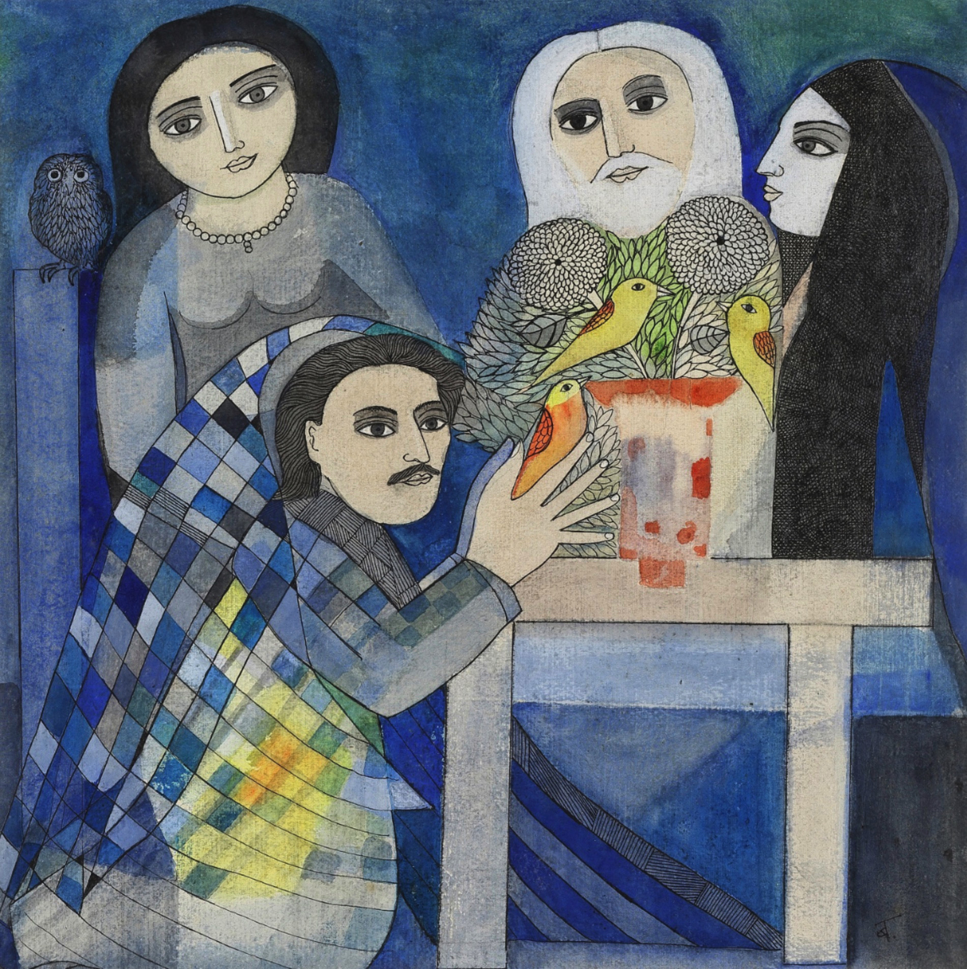 Badri Narayan (Artist), The Magician, 1956, Painting