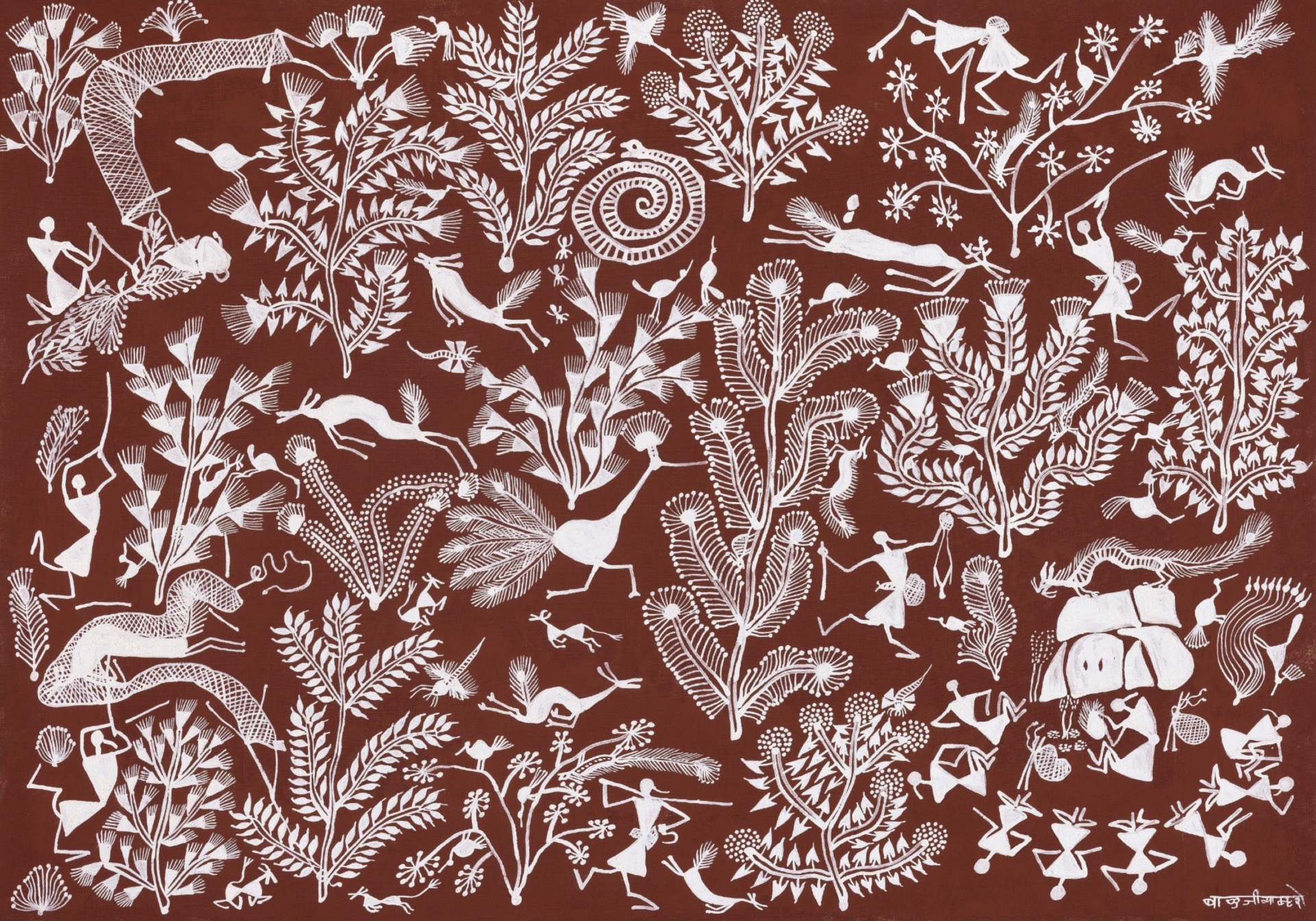 Mashe, Balu Jivya (Artist). Untitled (Warli), 2020 | Tapestry/Textile