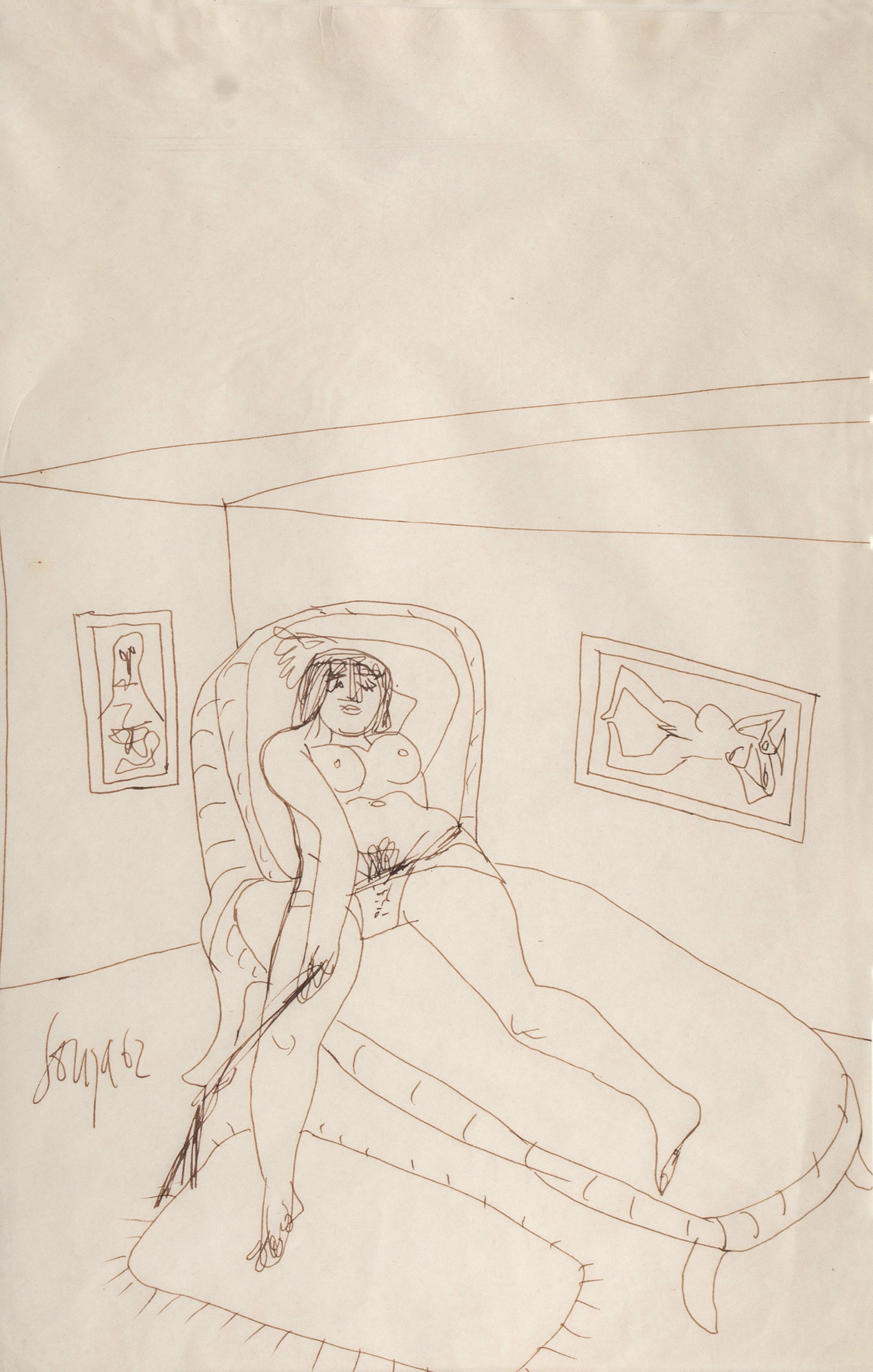 Souza, F.N. (Artist). Untitled, 1962 | Drawing, Ar.Onl/13.07.26, 1962