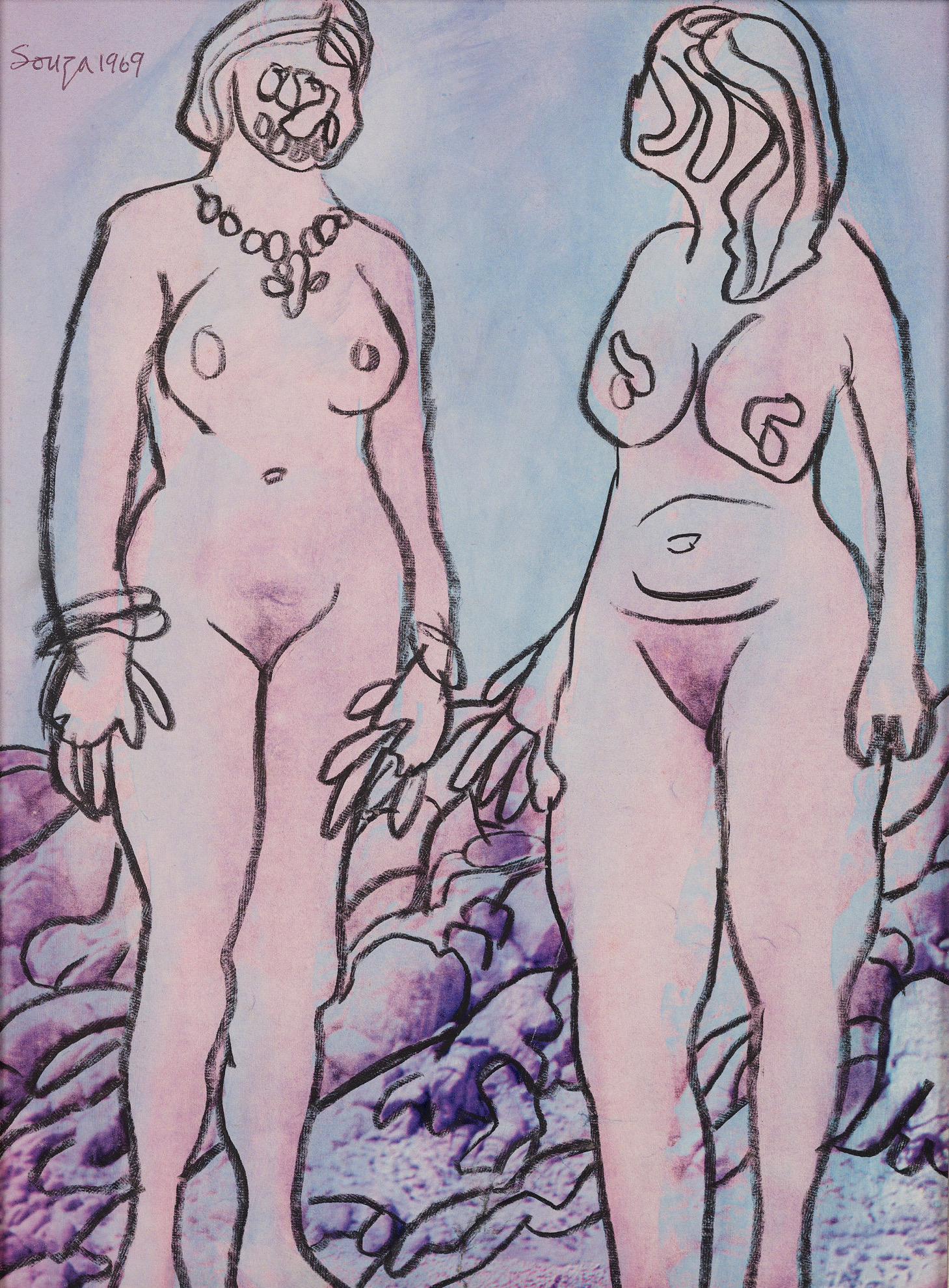 Souza, F.N. (Artist). Nude Figures, 1969 | Drawing
