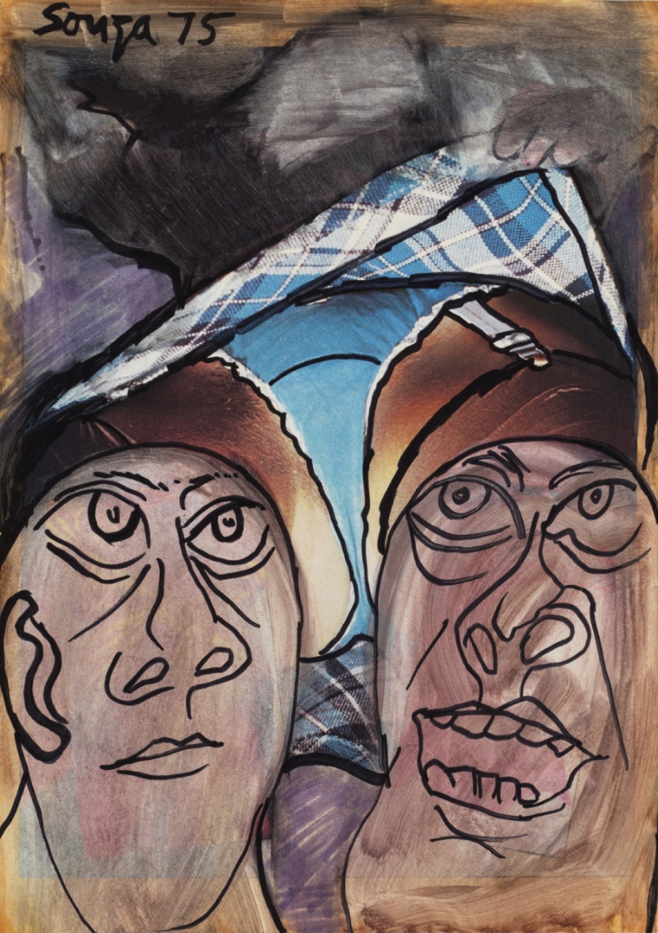 Souza, F.N. (Artist). Heads, 1975 | Drawing