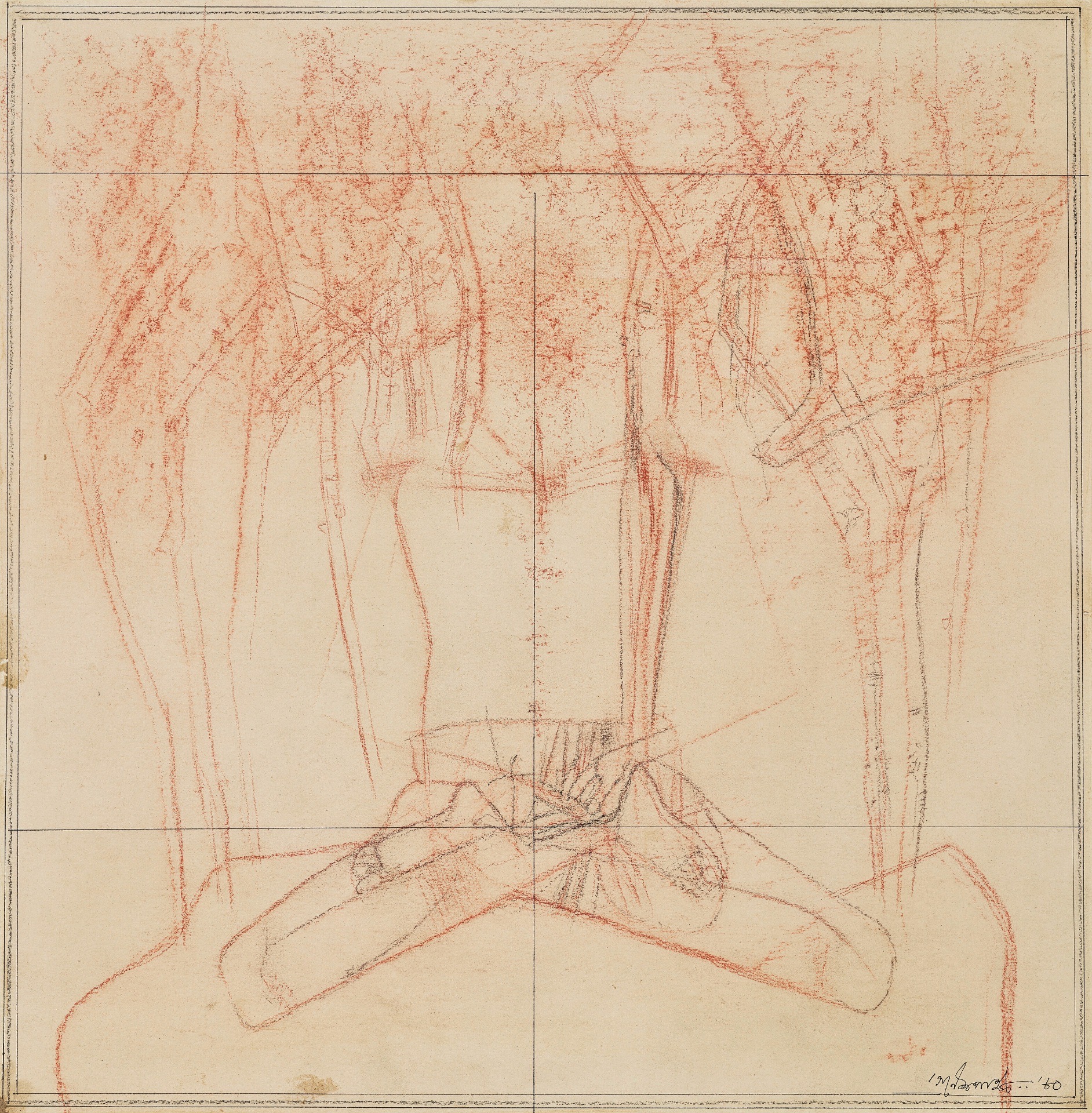 Ganesh Pyne (Artist), Under the Tree, 1980, Drawing