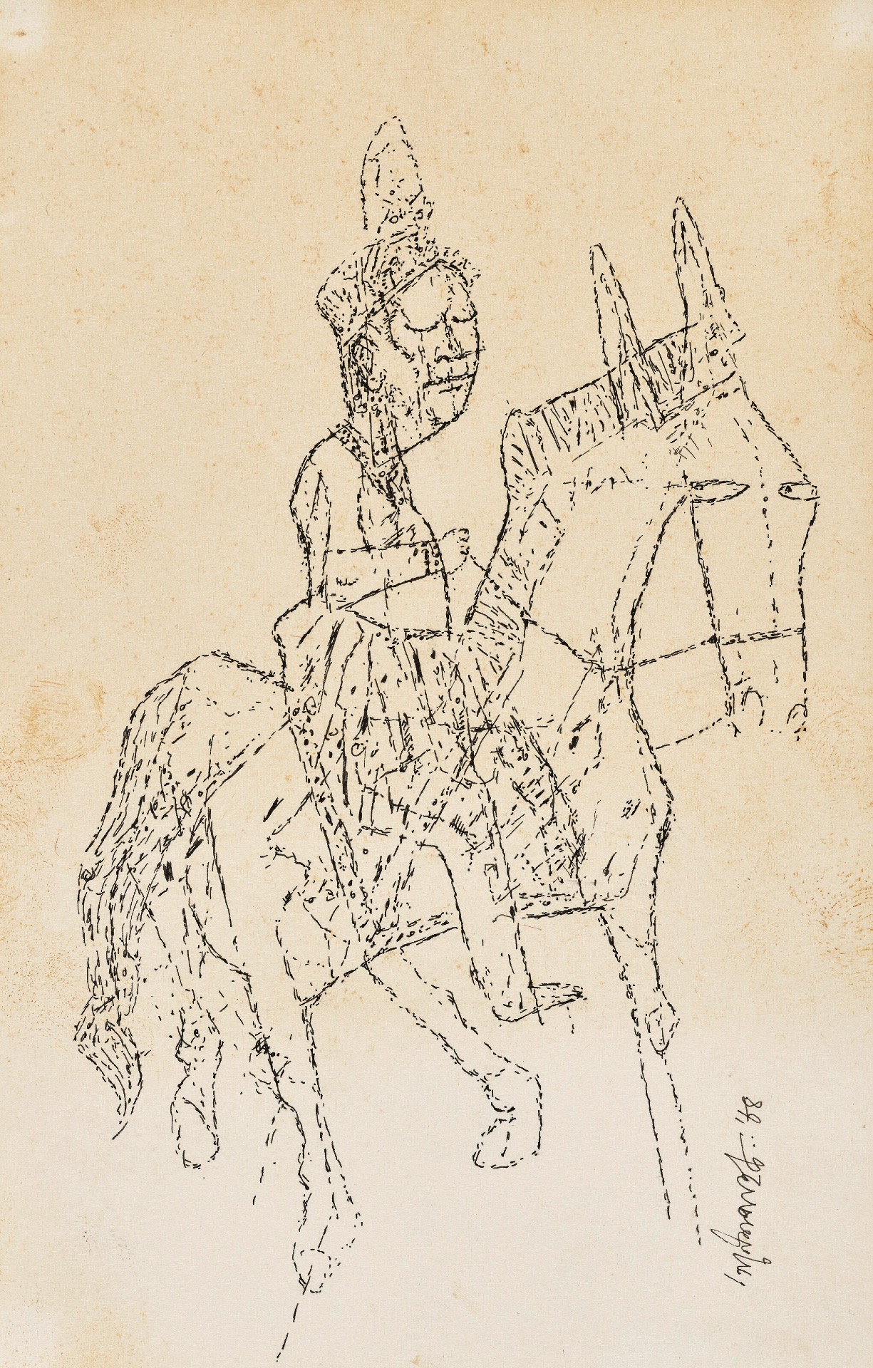 Pyne, Ganesh (Artist). The Rider, 1984 | Drawing