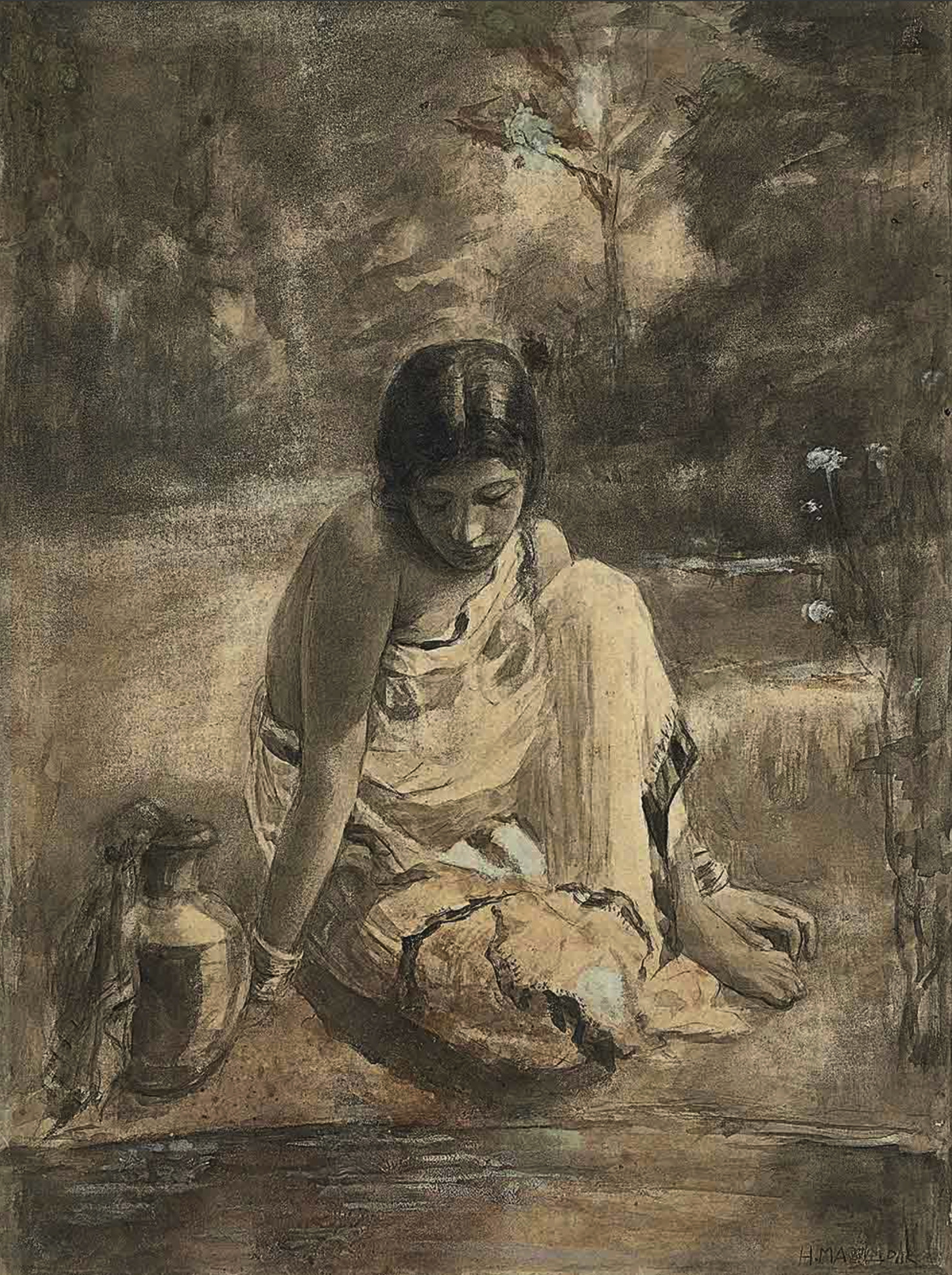 Mazumdar, Hemendranath (Artist). Shadow, Circa 1927 | Painting, AG.Mum/12.08.26, 2026 · Asta Guru