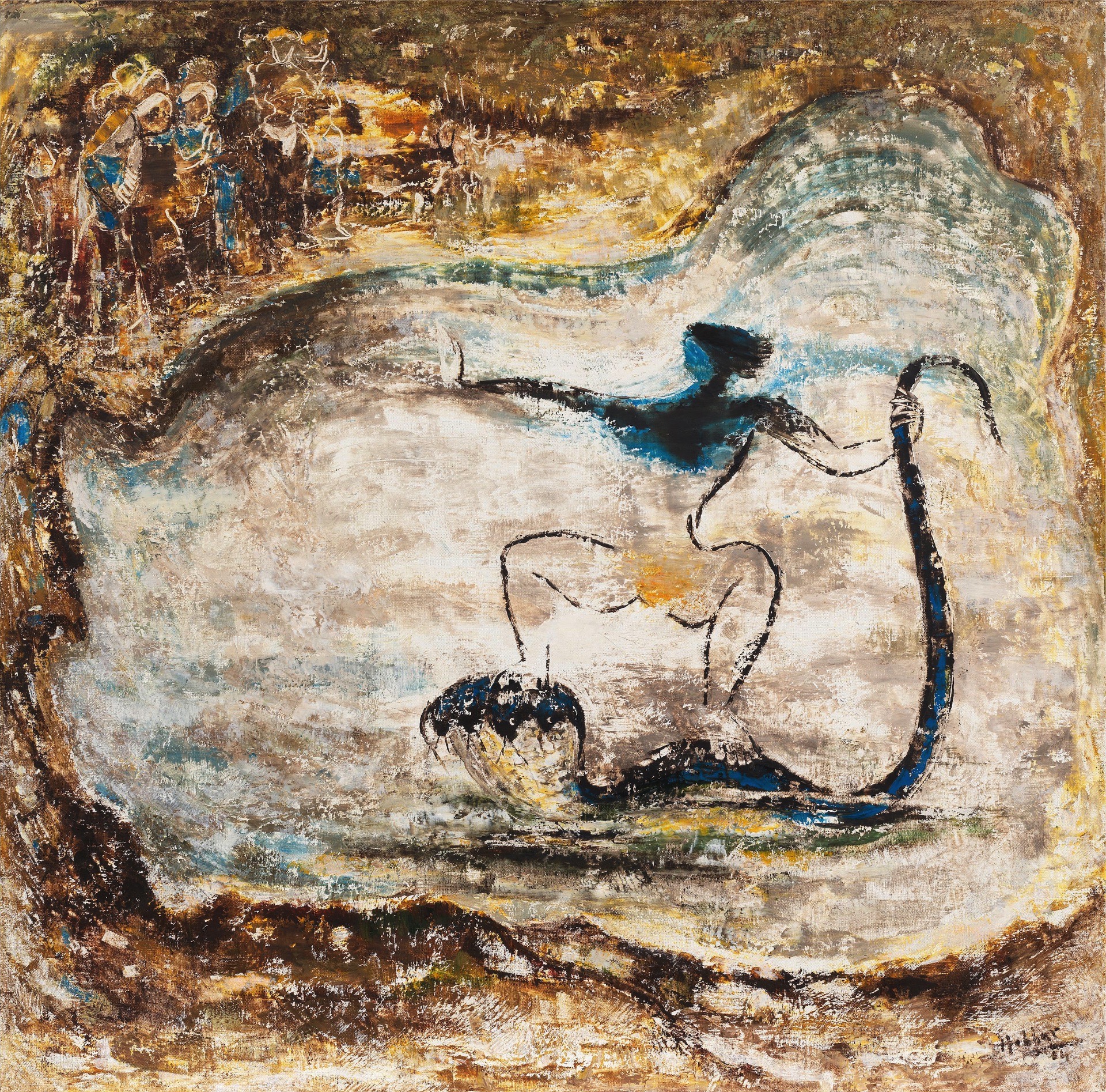 Hebbar, K.K. (Artist). Untitled (Krishna tames Kaliya Nag), 1954 | Painting, Bon.Lon/02.06.26, 2026 · Bonhams