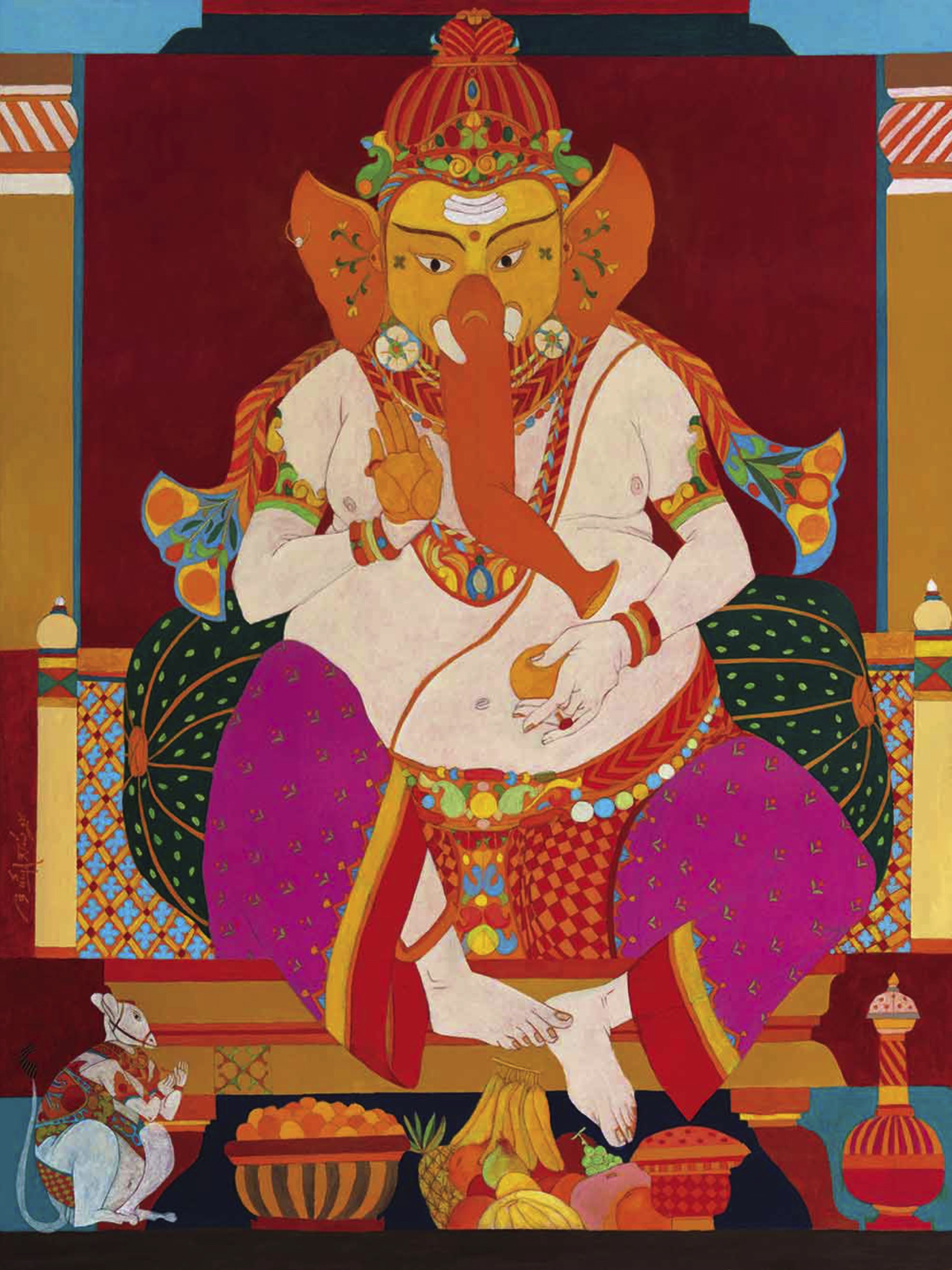 Goud, K. Laxma (Artist). Ganesha, 2024 | Painting, AG.Mum/12.08.26, 2026 · Asta Guru