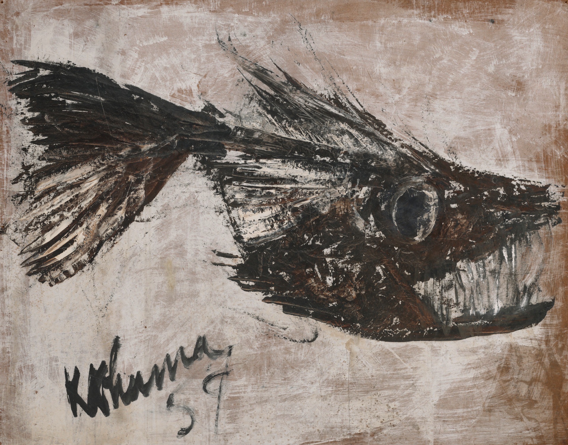 Khanna, Krishen (Artist). Untitled (Underwater Predator), 1959 | Painting
