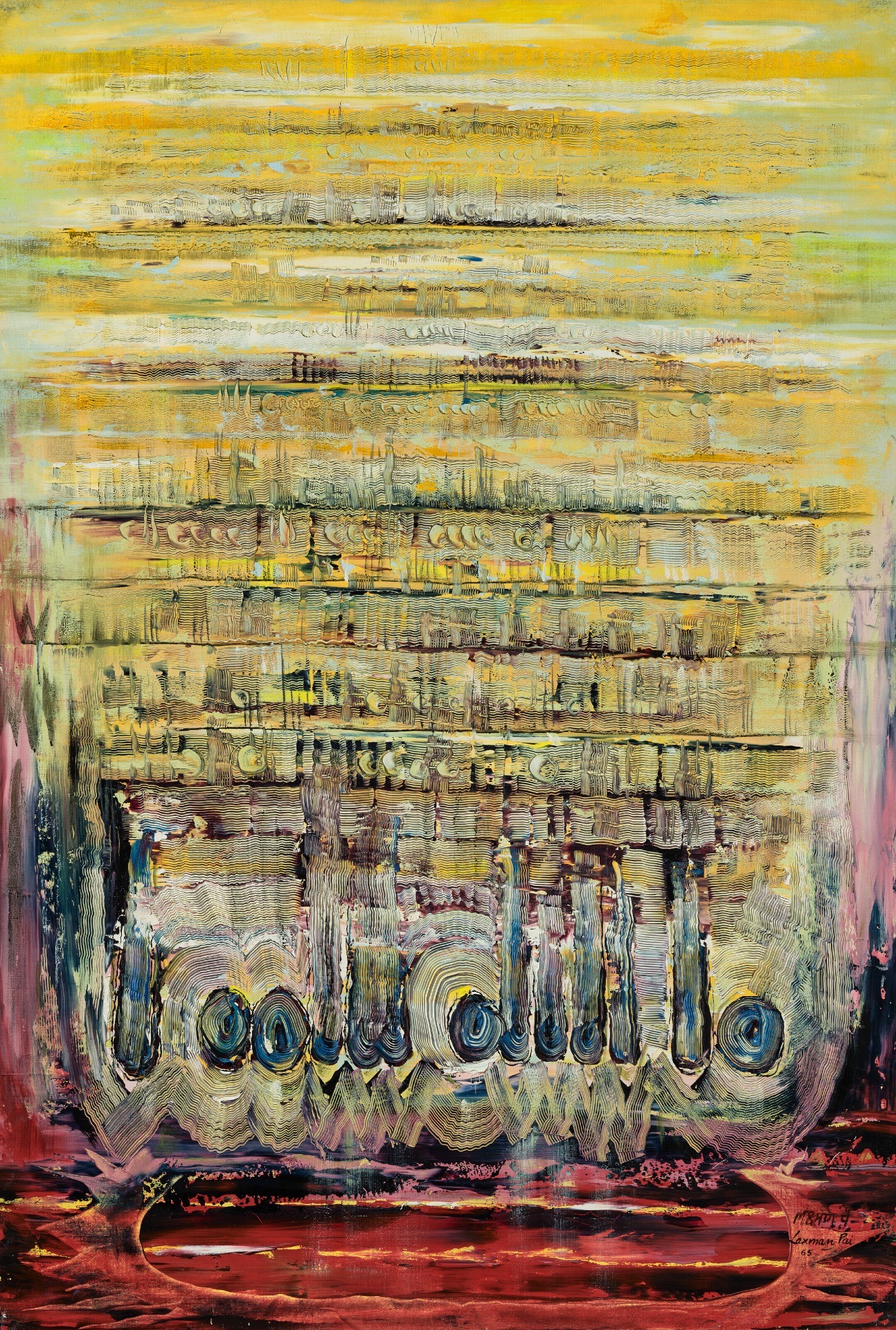 Laxman Pai (Artist), Raag Todi, 1965, Painting