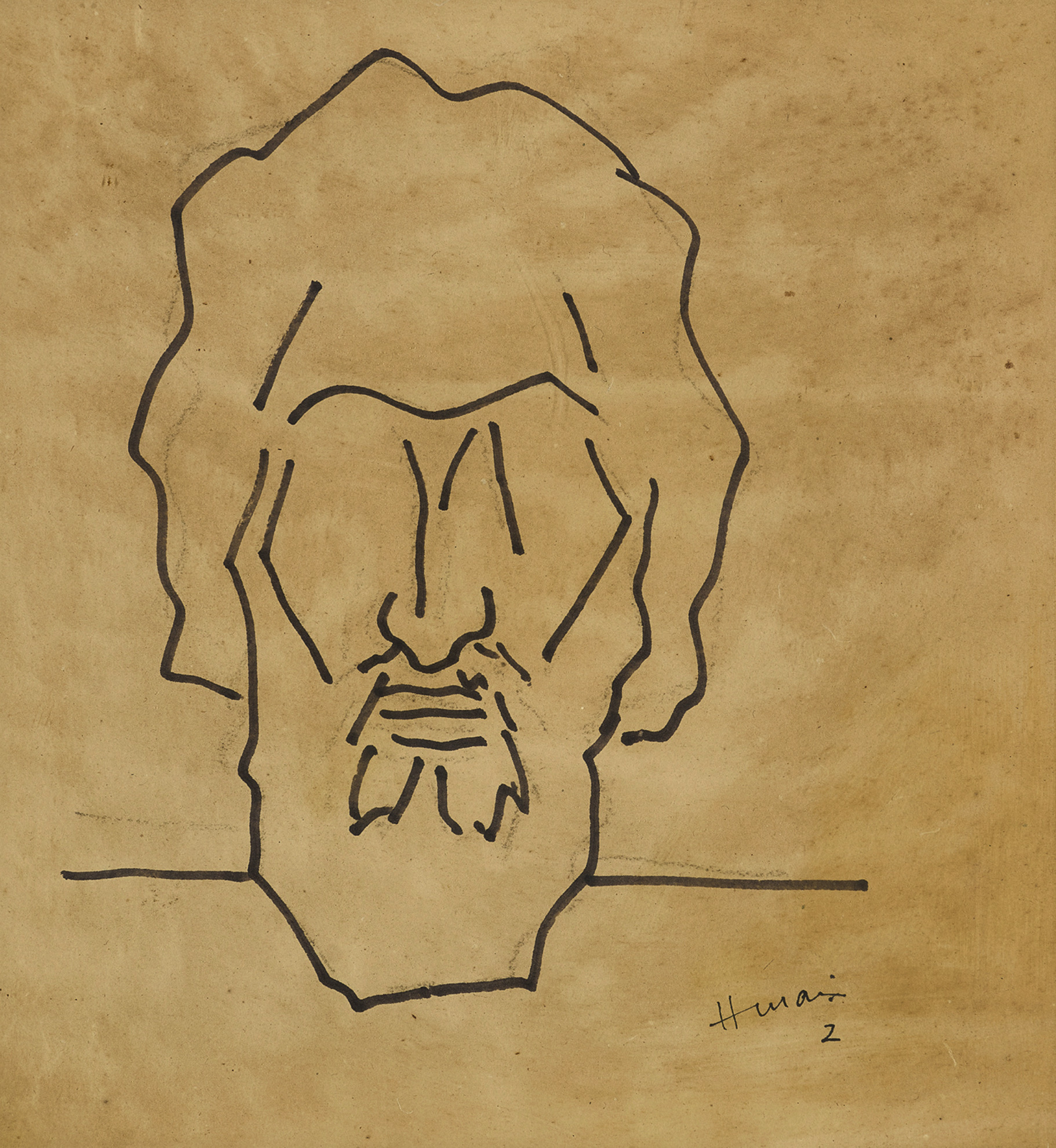 Husain, M.F. (Artist). Untitled (Self Portrait), n.d. | Drawing