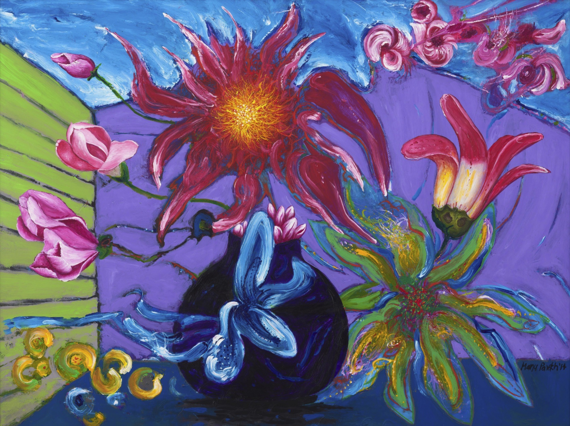 Manu Parekh (Artist), Flowers from Heaven, 2014, Painting