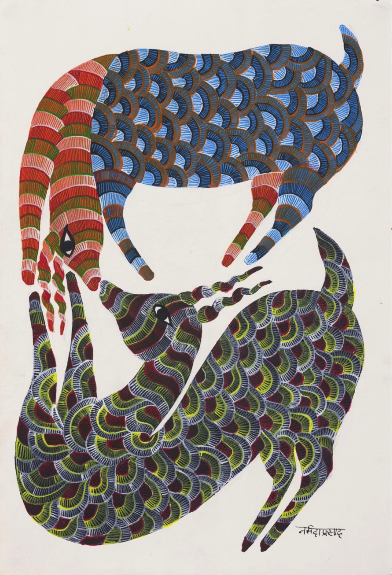 Tekam, Narmada (Artist). Untitled (Playful Deer) (Gond), 2021 | Painting