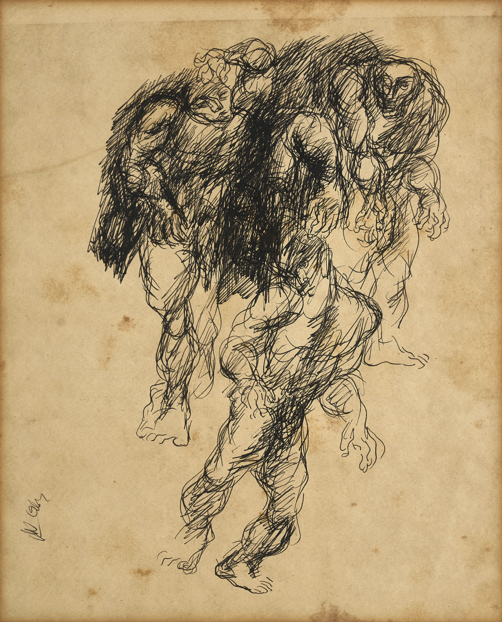 Biswas, Nikhil (Artist). Struggle Series, 1960 | Drawing