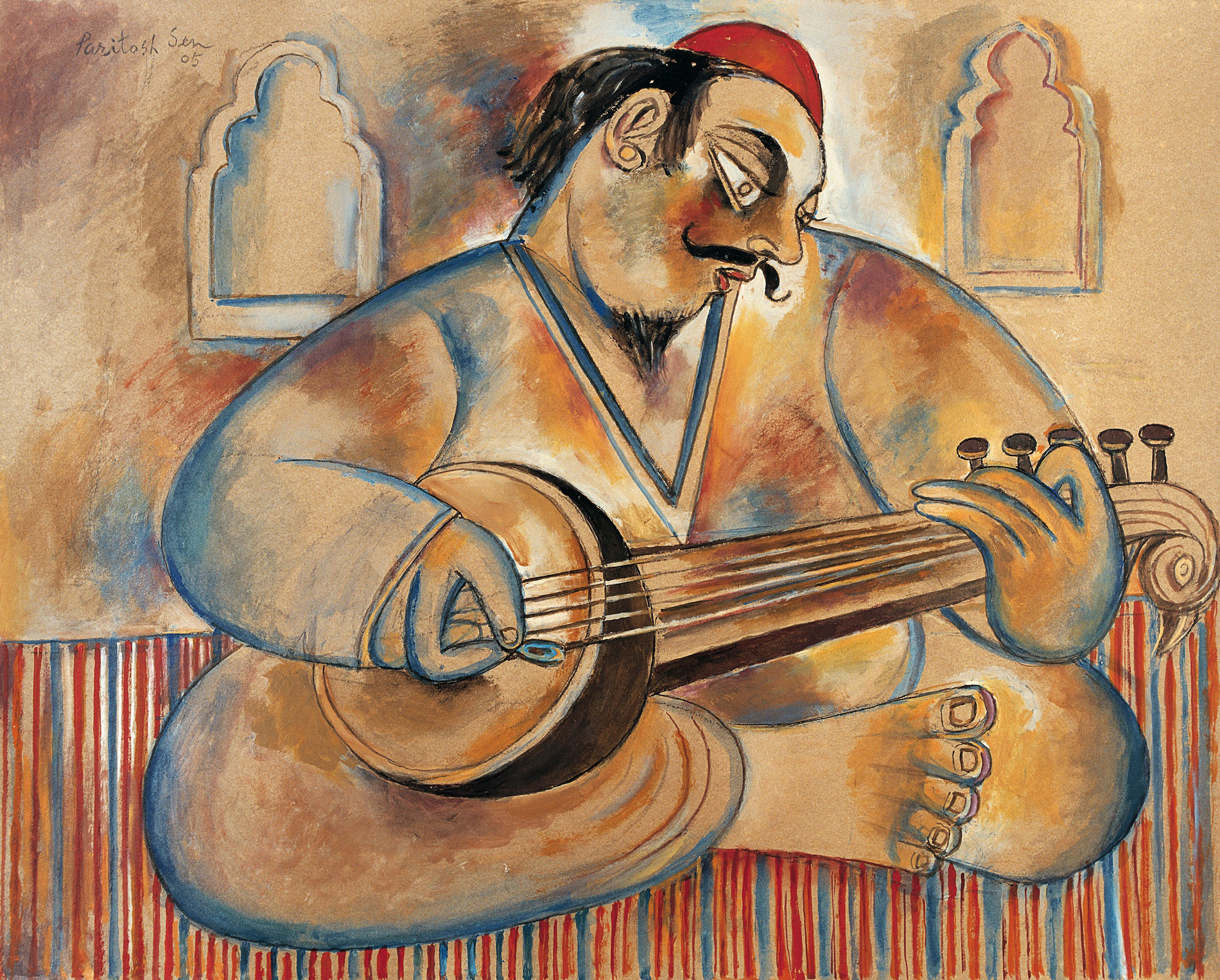 Sen, Paritosh (Artist). Sarod Player, 2005 | Painting, Ar.Onl/13.07.26, 2042 · Artiana