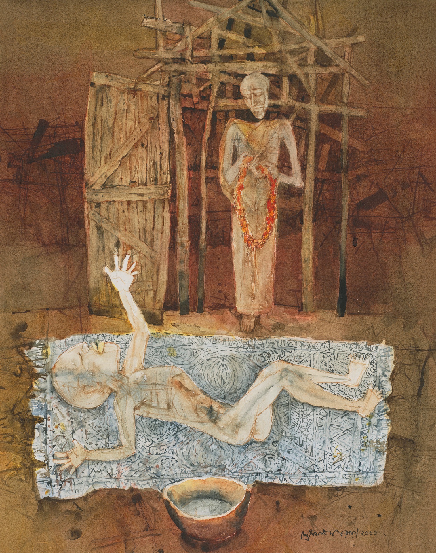 Ray, Shyamal Dutta (Artist). Untitled (Hunger), 2000 | Painting