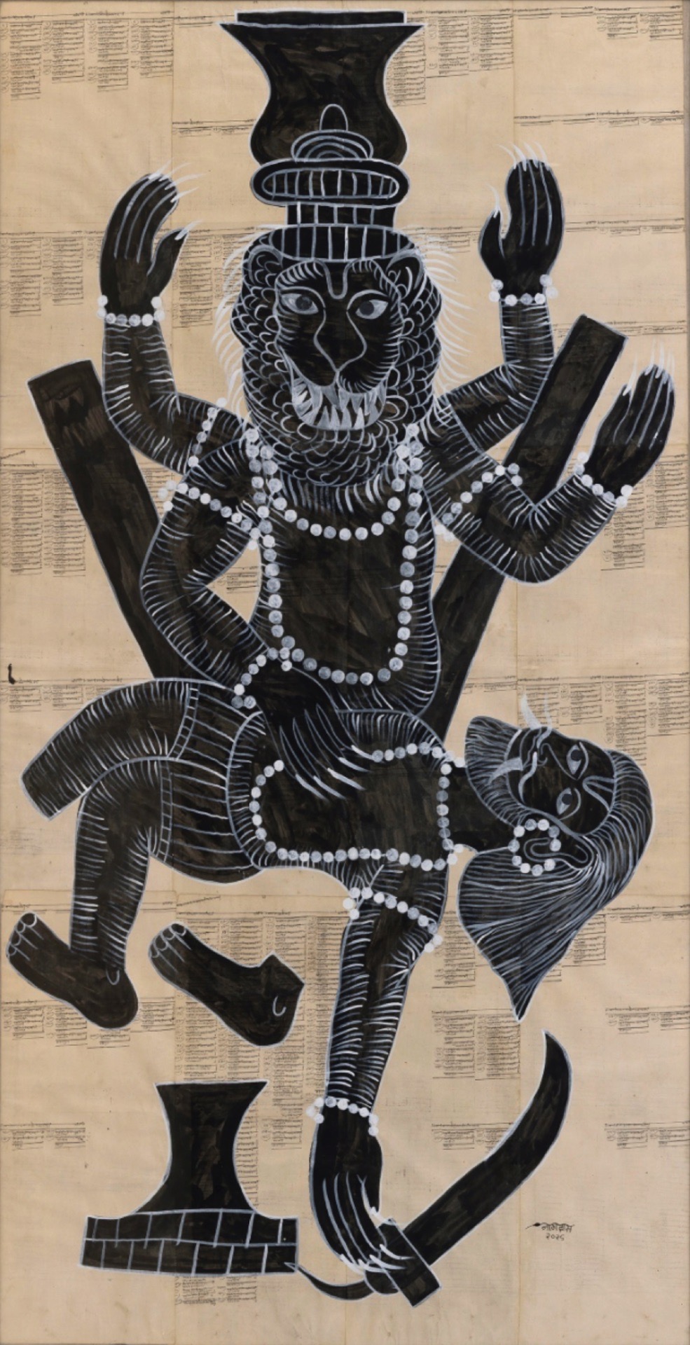 Nagdas, V. (Artist). The Execution Of Hiranyakashyap by Lord Narasimha, 2025 | Painting